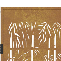 Produktbild för Trädgårdsgrind 105x130 cm rosttrögt stål bambudesign