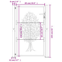 Produktbild för Trädgårdsgrind 105x155 cm rosttrögt stål träddesign
