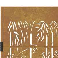 Produktbild för Trädgårdsgrind 105x155 cm rosttrögt stål bambudesign