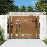 Produktbild för Trädgårdsgrind 105x80 cm rosttrögt stål bambudesign