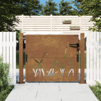 Produktbild för Trädgårdsgrind 105x105 cm rosttrögt stål gräsdesign
