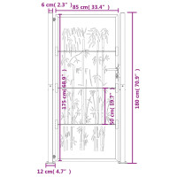 Produktbild för Trädgårdsgrind antracit 105x180 cm stål bambudesign