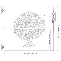 Produktbild för Trädgårdsgrind 85x75 cm rosttrögt stål träddesign