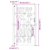 Produktbild för Trädgårdsgrind 105x180 cm rosttrögt stål bambudesign