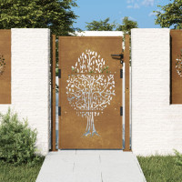 Produktbild för Trädgårdsgrind 105x130 cm rosttrögt stål träddesign