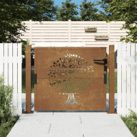 Produktbild för Trädgårdsgrind 105x80 cm rosttrögt stål träddesign