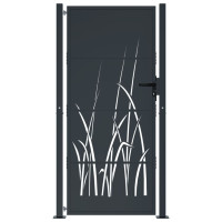 Produktbild för Trädgårdsgrind antracit 105x180 cm stål gräsdesign
