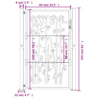 Produktbild för Trädgårdsgrind antracit 105x155 cm stål bambudesign