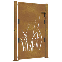 Produktbild för Trädgårdsgrind 105x155 cm rosttrögt stål gräsdesign