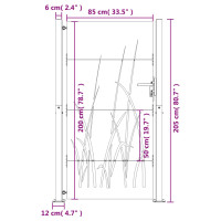 Produktbild för Trädgårdsgrind 105x205 cm rosttrögt stål gräsdesign