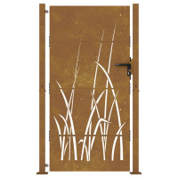 Produktbild för Trädgårdsgrind 105x205 cm rosttrögt stål gräsdesign