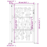 Produktbild för Trädgårdsgrind antracit 105x130 cm stål bambudesign