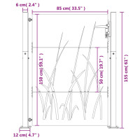 Produktbild för Trädgårdsgrind 105x155 cm rosttrögt stål gräsdesign