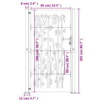 Produktbild för Trädgårdsgrind 105x205 cm rosttrögt stål bambudesign