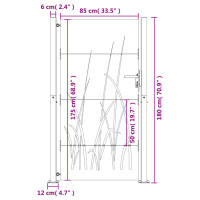 Produktbild för Trädgårdsgrind 105x180 cm rosttrögt stål gräsdesign