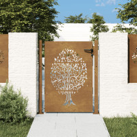 Produktbild för Trädgårdsgrind 105x155 cm rosttrögt stål träddesign