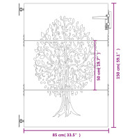 Produktbild för Trädgårdsgrind 85x150 cm rosttrögt stål träddesign