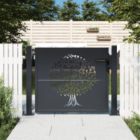 Produktbild för Trädgårdsgrind antracit 105x80 cm stål trädesign