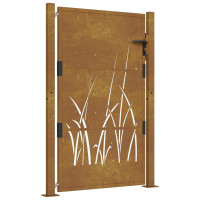 Produktbild för Trädgårdsgrind 105x130 cm rosttrögt stål gräsdesign