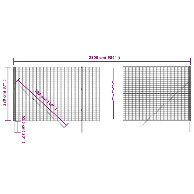 Produktbild för Stängsel antracit 2,2x25 m galvaniserat stål