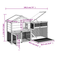 Produktbild för Kaninbur mocka 185,5x60,5x109,5 cm massiv furu