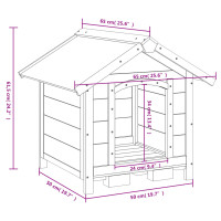 Produktbild för Hundgård grå 65x65x61,5 cm massiv furu