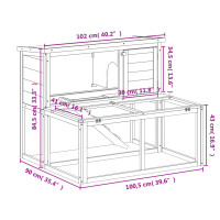 Produktbild för Kaninbur mocka 102x90x84,5 cm massiv furu