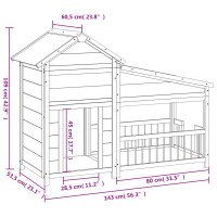 Produktbild för Hundgård grå 143x60,5x109 massiv furu