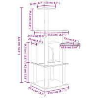 Produktbild för Klösträd med sisalpelare ljusgrå 132 cm