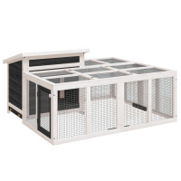 Produktbild för Kaninbur grå 144x123x67,5 cm massiv furu