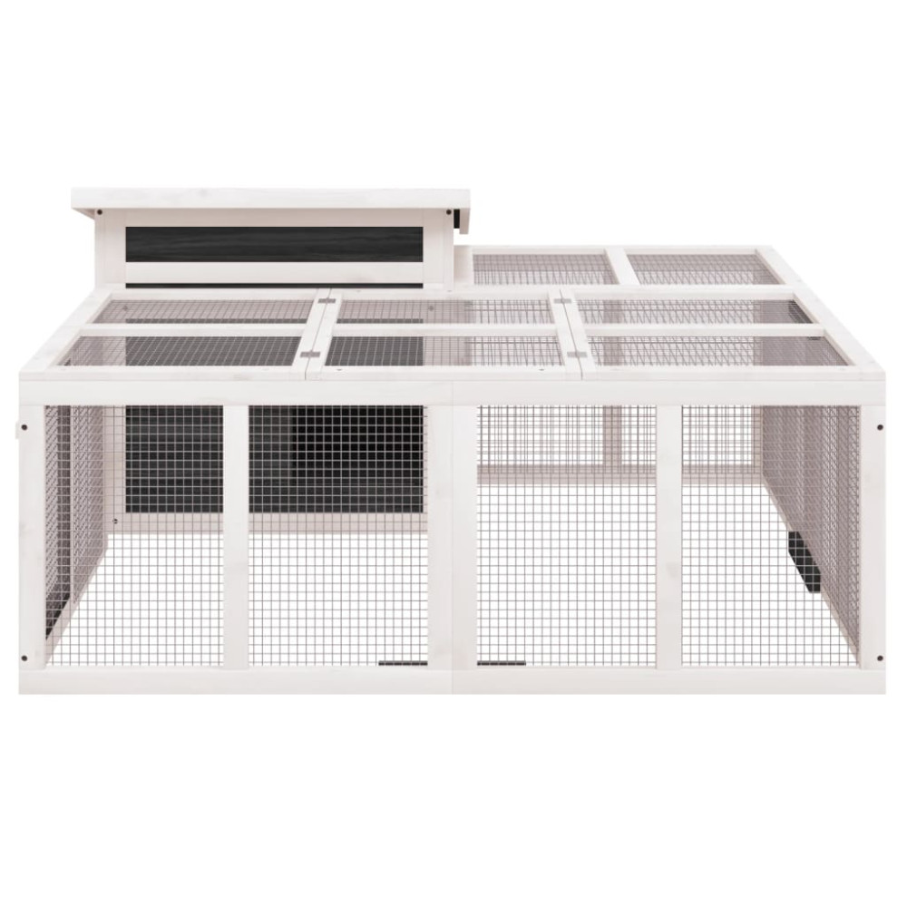 Produktbild för Kaninbur grå 144x123x67,5 cm massiv furu