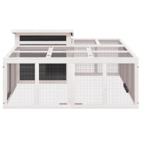 Produktbild för Kaninbur grå 144x123x67,5 cm massiv furu