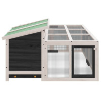 Produktbild för Kaninbur grå 144x123x67,5 cm massiv furu