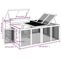 Produktbild för Kaninbur grå 144x123x67,5 cm massiv furu
