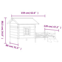 Produktbild för Hundgård grå 159x120x88,5 cm massiv furu