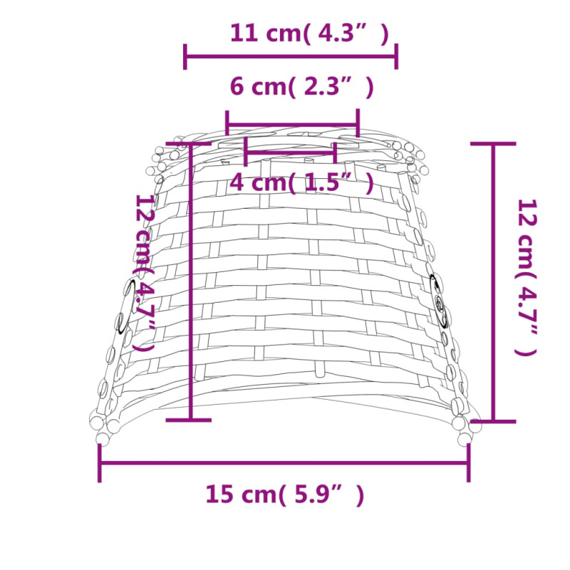 Produktbild för Taklampskärm brun Ø15x12 cm korgmaterial