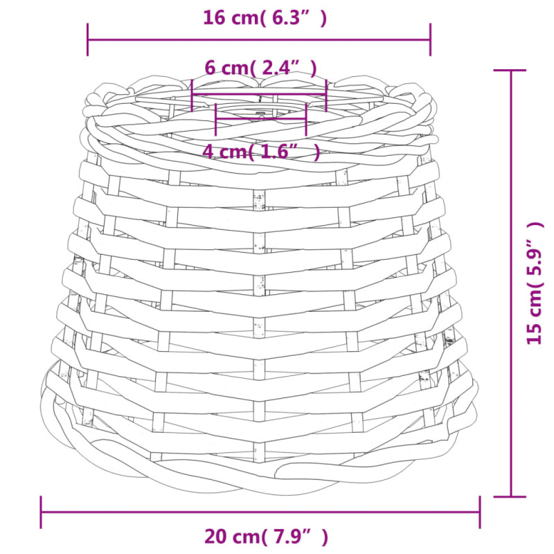 Produktbild för Taklampskärm vit Ø20x15 cm korgmaterial