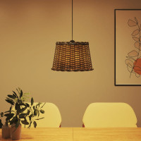 Produktbild för Taklampskärm brun Ø40x26 cm korgmaterial