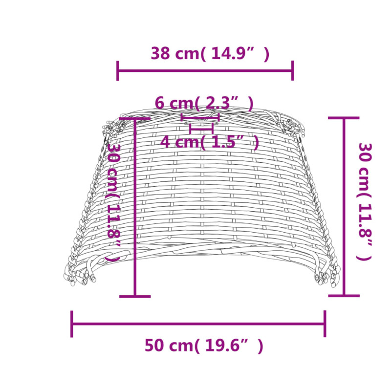 Produktbild för Taklampskärm vit Ø50x30 cm korgmaterial