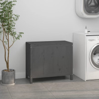 Miniatyr av produktbild för Tvättkorg grå 88,5x44x76 cm massiv furu