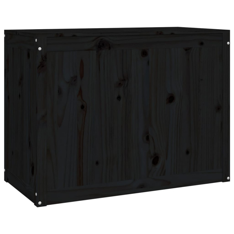 Produktbild för Tvättkorg svart 88,5x44x66 cm massiv furu