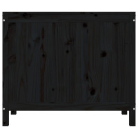 Miniatyr av produktbild för Tvättkorg svart 88,5x44x76 cm massiv furu