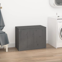 Produktbild för Tvättkorg grå 88,5x44x66 cm massiv furu