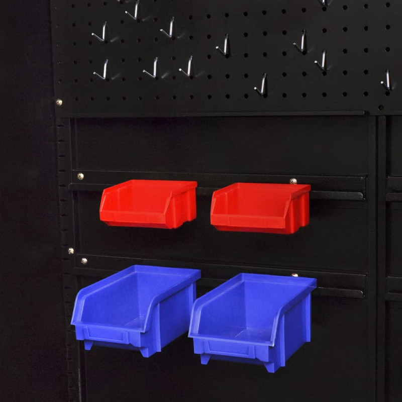 Produktbild för Verktygsskåp med 2 dörrar stål 90x40x180 cm svart och röd