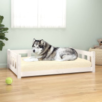 Produktbild för Hundbädd vit 105,5x75,5x28 massiv furu