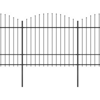 Produktbild för Trädgårdsstaket med spjuttopp stål (1,5-1,75)x13,6 m svart