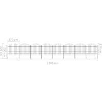 Produktbild för Trädgårdsstaket med spjuttopp stål (1,5-1,75)x13,6 m svart