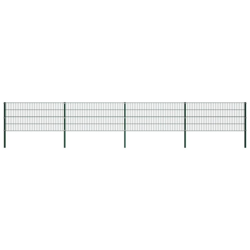 Produktbild för Stängselpanel med stolpar järn 6,8 m grön