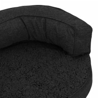Produktbild för Ergonomisk hundmadrass 75x53 cm linnelook fleece svart
