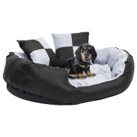 Produktbild för Vändbar och tvättbar hundsäng grå och svart 85x70x20 cm
